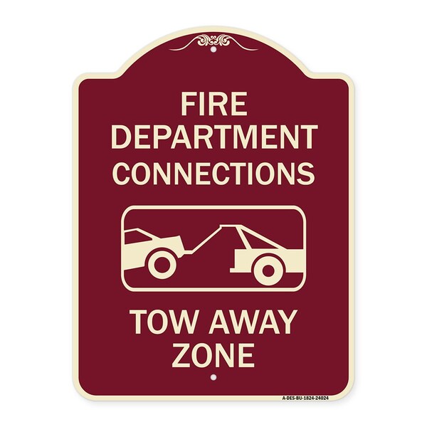 Fire Department Connection Tow Away Zone W/ Graphic Heavy-Gauge Alum Sign, 24" x 18", BU-1824-24024